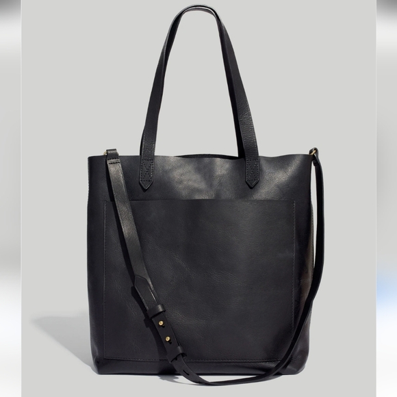 Madewell Handbags - Madewell The Medium Transport Tote Bag in True Black Leather